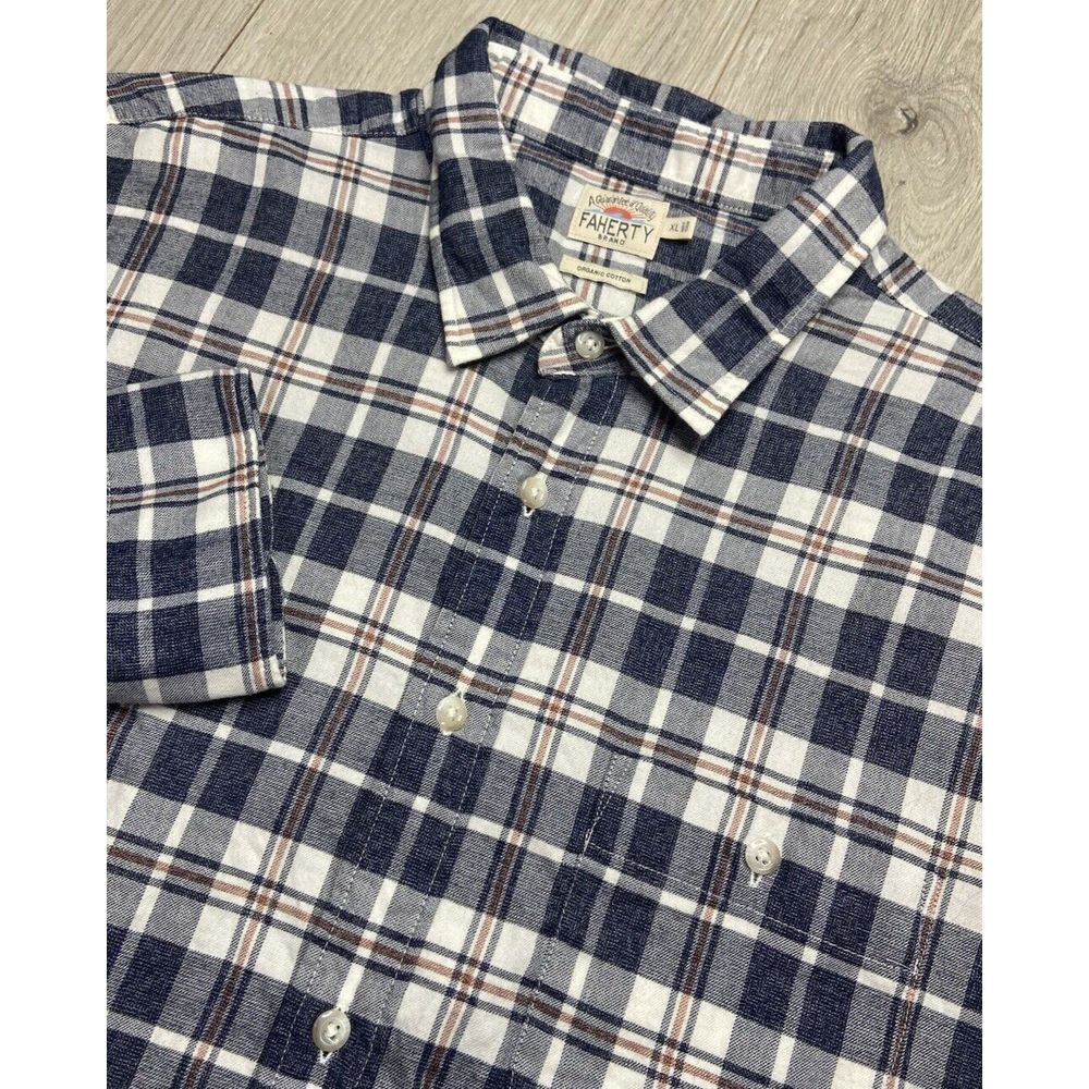 Faherty Shirt Men Xl Plaid Flannel Casual Outdoor‎ Cowboy Organic Cotton Hike